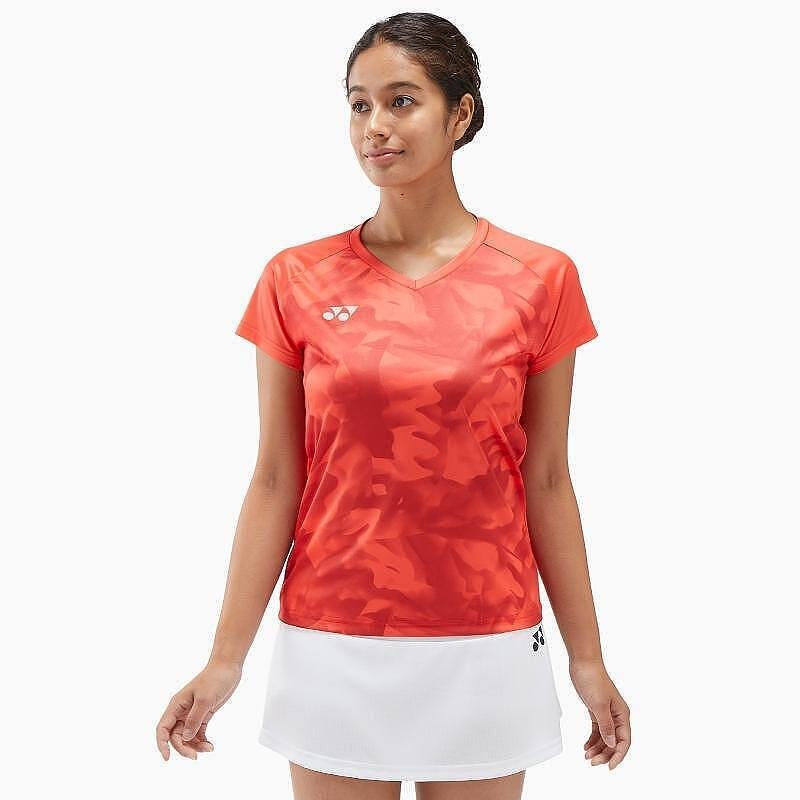 Women's Yonex CREW NECK SHIRT Pearl Red for tennis and padel, stylish, with UV protection and quick-drying fabric