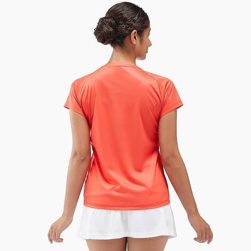 Women's Yonex CREW NECK SHIRT Pearl Red – sporty style, UV protection, and quick-drying fabric