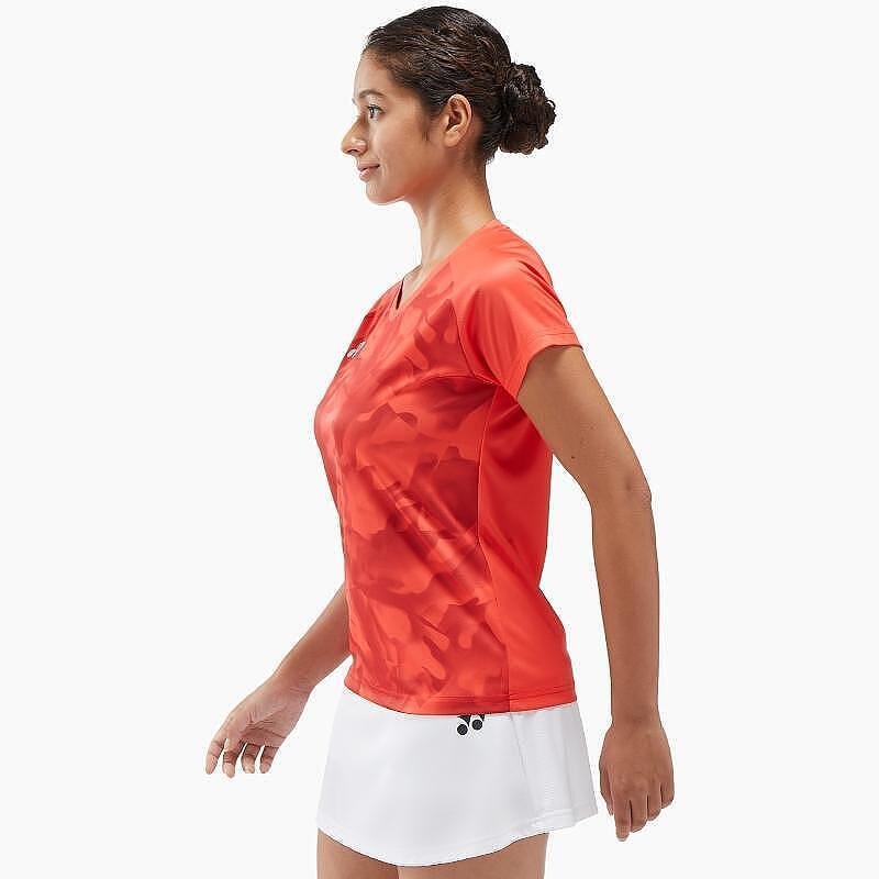 Women's Yonex CREW NECK SHIRT Pearl Red for sport and comfort with UV protection and quick-drying fabric