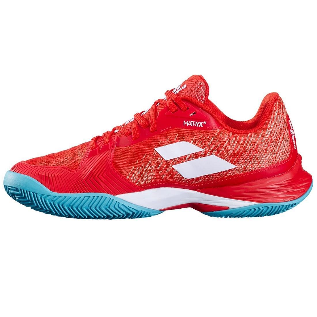 Pantofi de tenis pentru femei Babolat JET MACH 3 CLAY - fiesta red, pantofi de tenis ușori și stabili pentru zgură