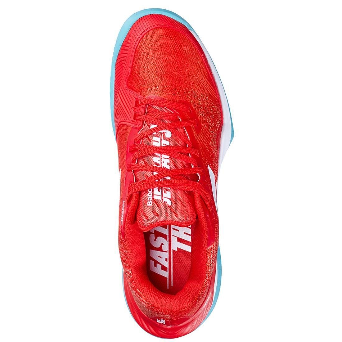 Pantofi de tenis pentru femei Babolat JET MACH 3 CLAY - fiesta red, pantofi de tenis ușori și stabili pentru mișcări rapide