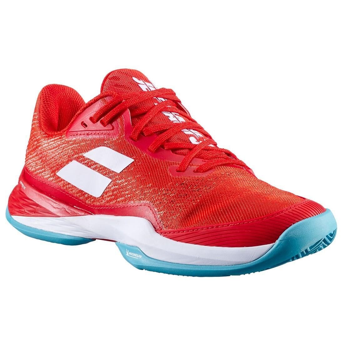 Pantofi de tenis pentru femei Babolat JET MACH 3 CLAY - fiesta red, pantofi de tenis ușori pentru stabilitate și mișcări rapide