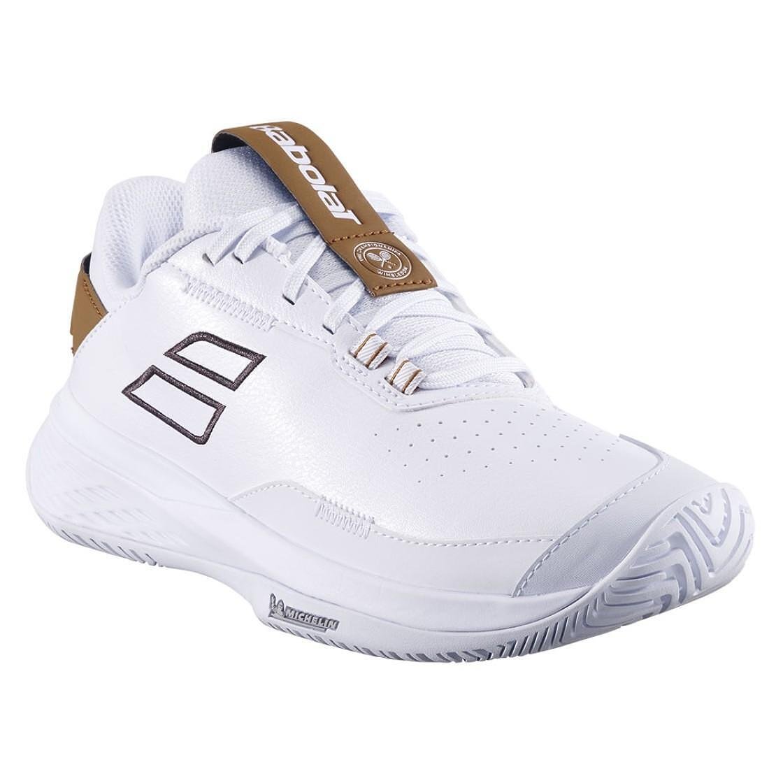 Pantofi sport de damă Babolat SFX EVO ALL COURT WIMBLEDON - white, after dark – pantofi de tenis pentru confort și stabilitate