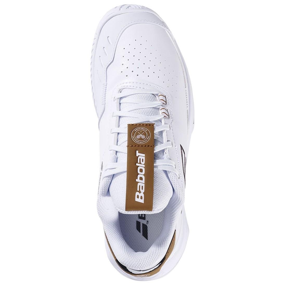 Pantofi sport de damă Babolat SFX EVO ALL COURT WIMBLEDON - white, after dark pentru confort și stabilitate pe toate suprafețele.