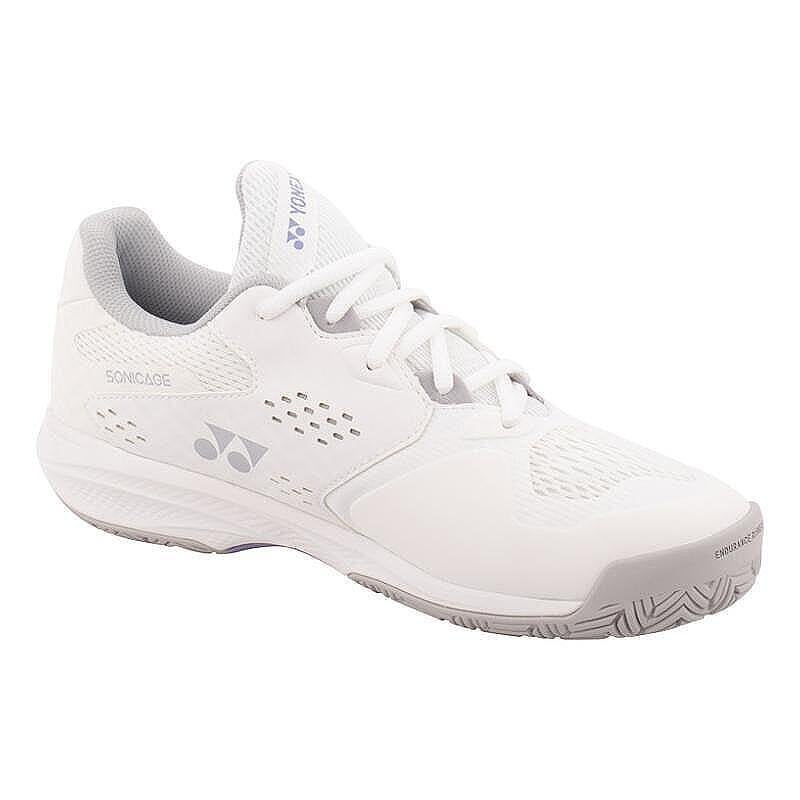 Pantofi sport pentru femei Yonex PC SONICAGE WH/GR pentru tenis, albi, cu POWER CUSHION+ pentru confort și stabilitate