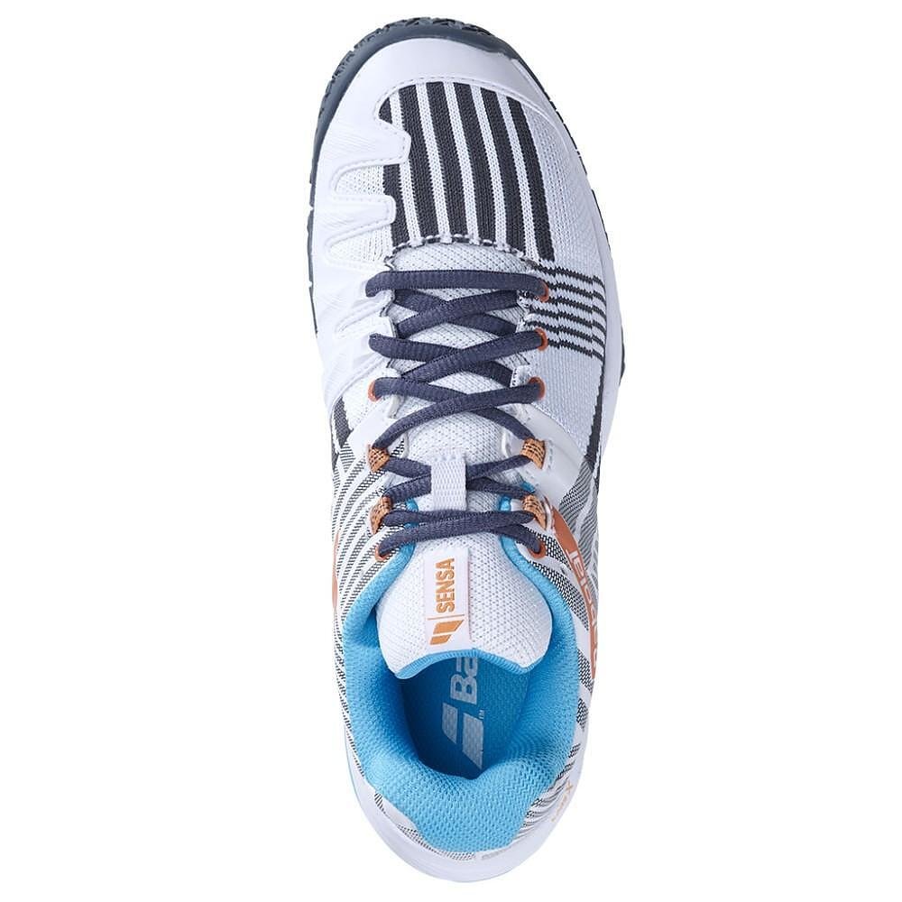 Pantofi de padel pentru femei Babolat SENSA WHITE / CANYON SUNSET – pantofi de padel stabili și confortabili