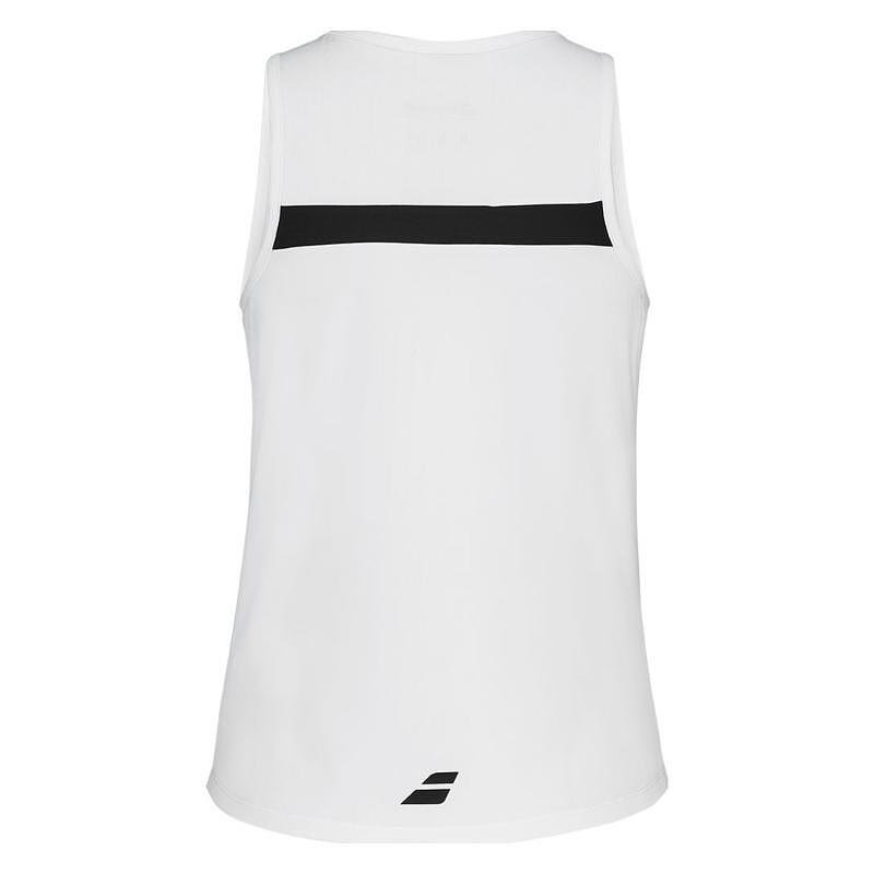 Women's Babolat PADEL TANK - white – a white women's padel tank top with stretchy, breathable fabric