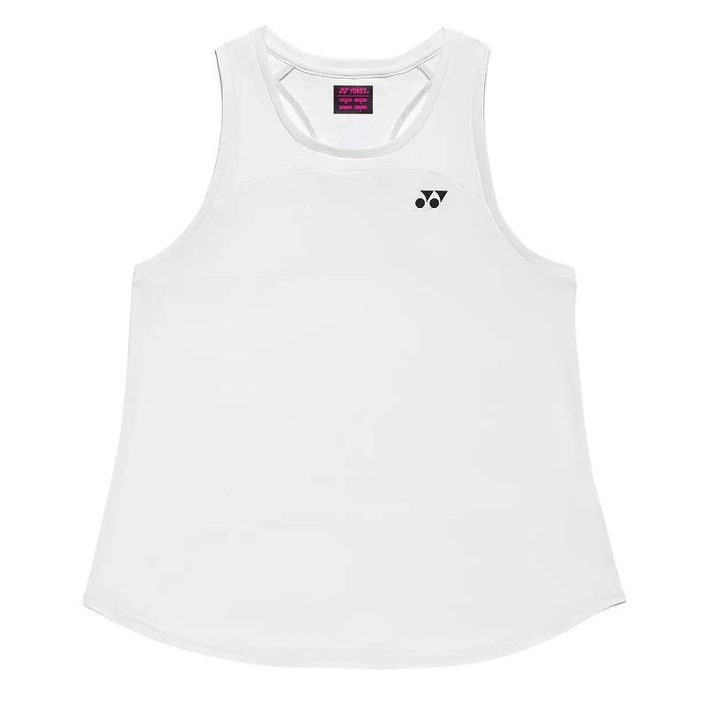 Maiou de damă Yonex 16853 White, maiou sport alb pentru tenis și antrenamente cu design Racerback pentru libertate de mișcare
