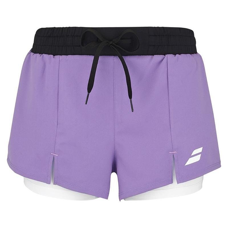 Women's Babolat PADEL SHORT shorts - english lavender for padel with comfortable built-in liner and adjustable waist