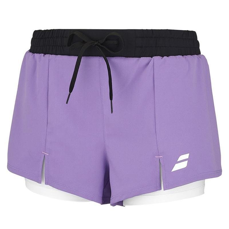 Women's Babolat PADEL SHORT shorts - english lavender for padel, comfort and freedom of movement with built-in liner