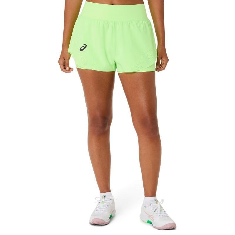 Women's 2-in-1 Shorts ASICS MATCH LASER CUT GREEN