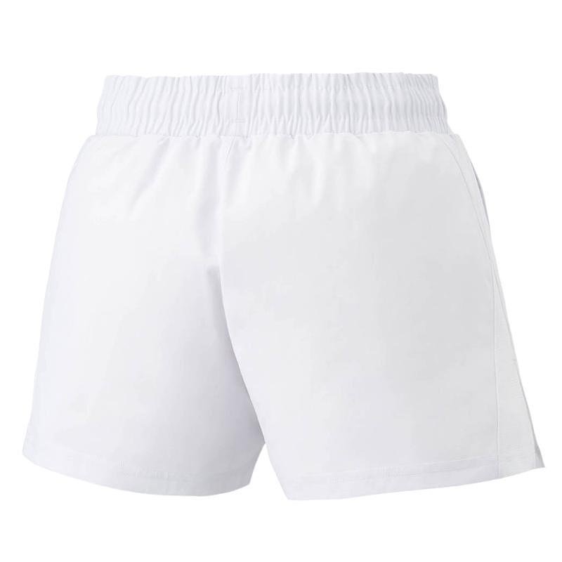 Șorturi de damă Yonex YW0047 White – șorturi sportive albe pentru badminton și tenis, cu pantalon scurt interior integrat