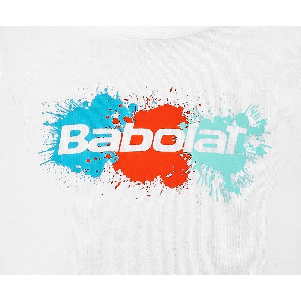 Tricou de copii Babolat EXERCISE COTTON TEE GIRL - white cu logo Babolat, moale și confortabil pentru sport și viața de zi cu zi