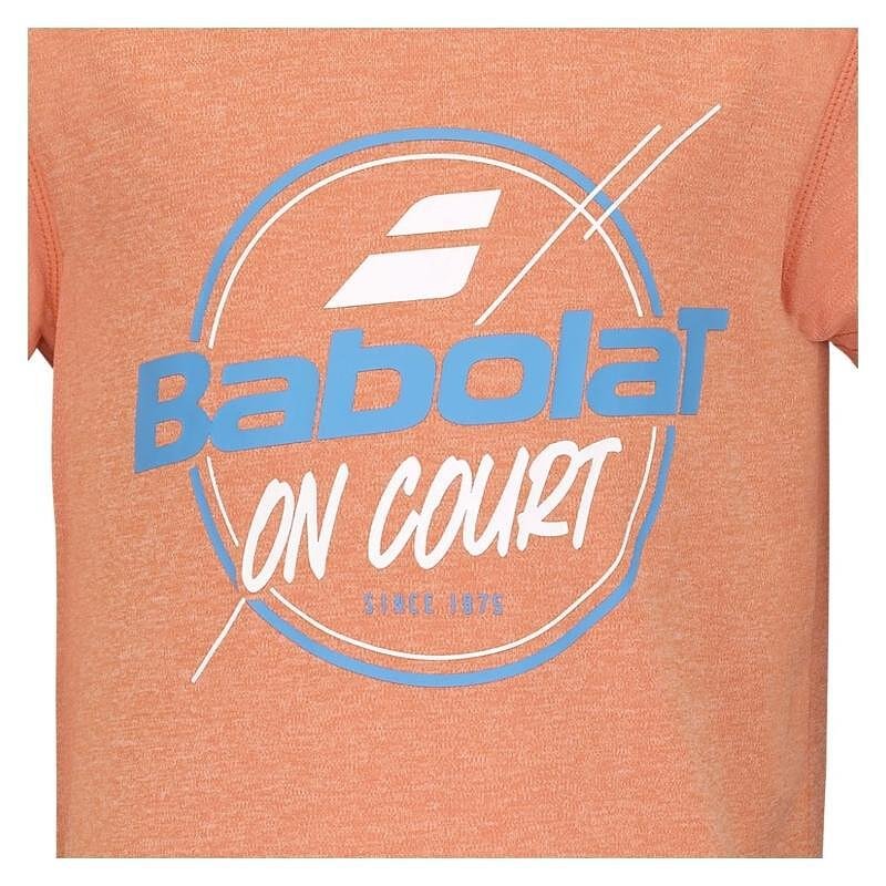 Kids' T-shirt Babolat EXERCISE GRAPHIC - vibrant orange, a bright orange T-shirt for training and matches