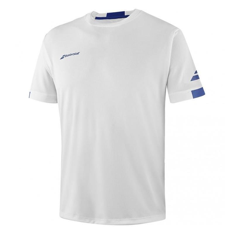 Kids' Babolat PLAY CREW NECK TEE 2024 - white, a white sports T-shirt for tennis gear