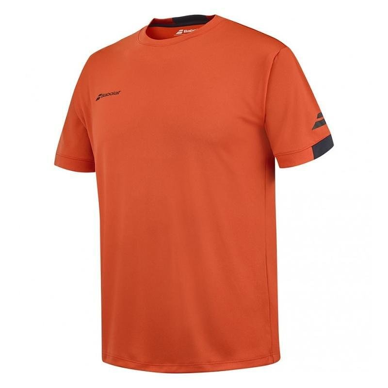 Kids' Babolat PLAY CREW NECK TEE 2024 T-shirt - fiesta red, a stylish sports T-shirt for tennis gear