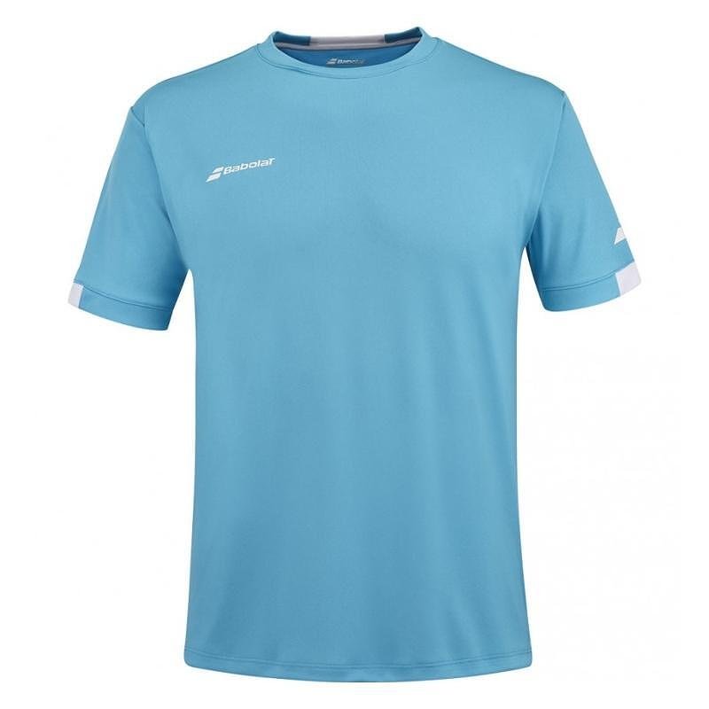 Kids' Babolat PLAY CREW NECK TEE 2024 - cyan blue, a stylish sports T-shirt for tennis gear and active kids