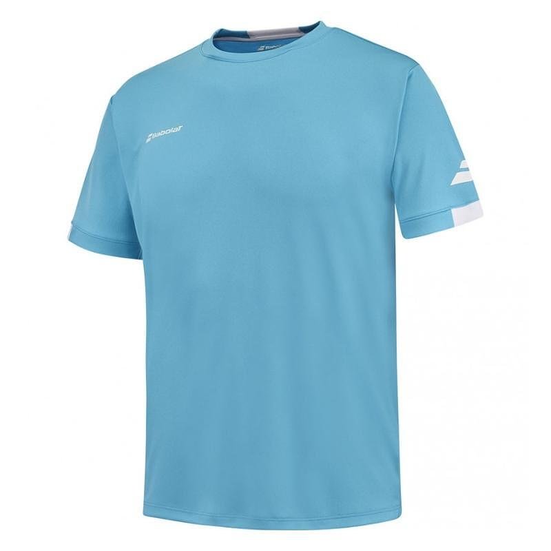 Kids' Babolat PLAY CREW NECK TEE 2024 - cyan blue, a stylish sports T-shirt for tennis and tennis gear