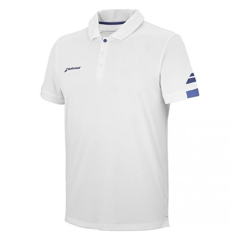 Kids' Babolat PLAY POLO BOY 2024 T-shirt - white, lightweight for training and matches