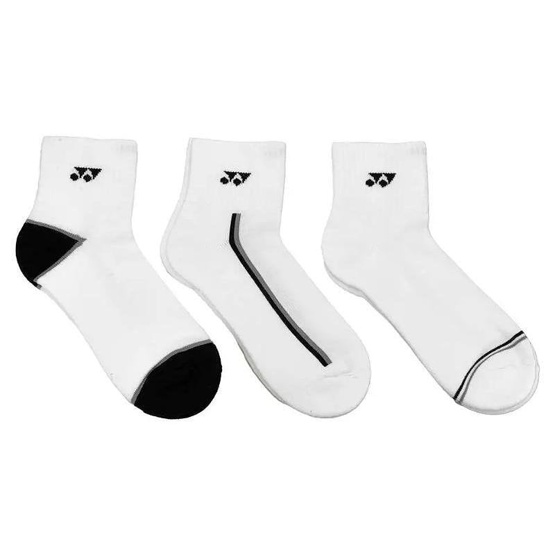 Yonex 19234JEX kids' socks, comfortable white assorted socks, 3 pairs for sports and tennis