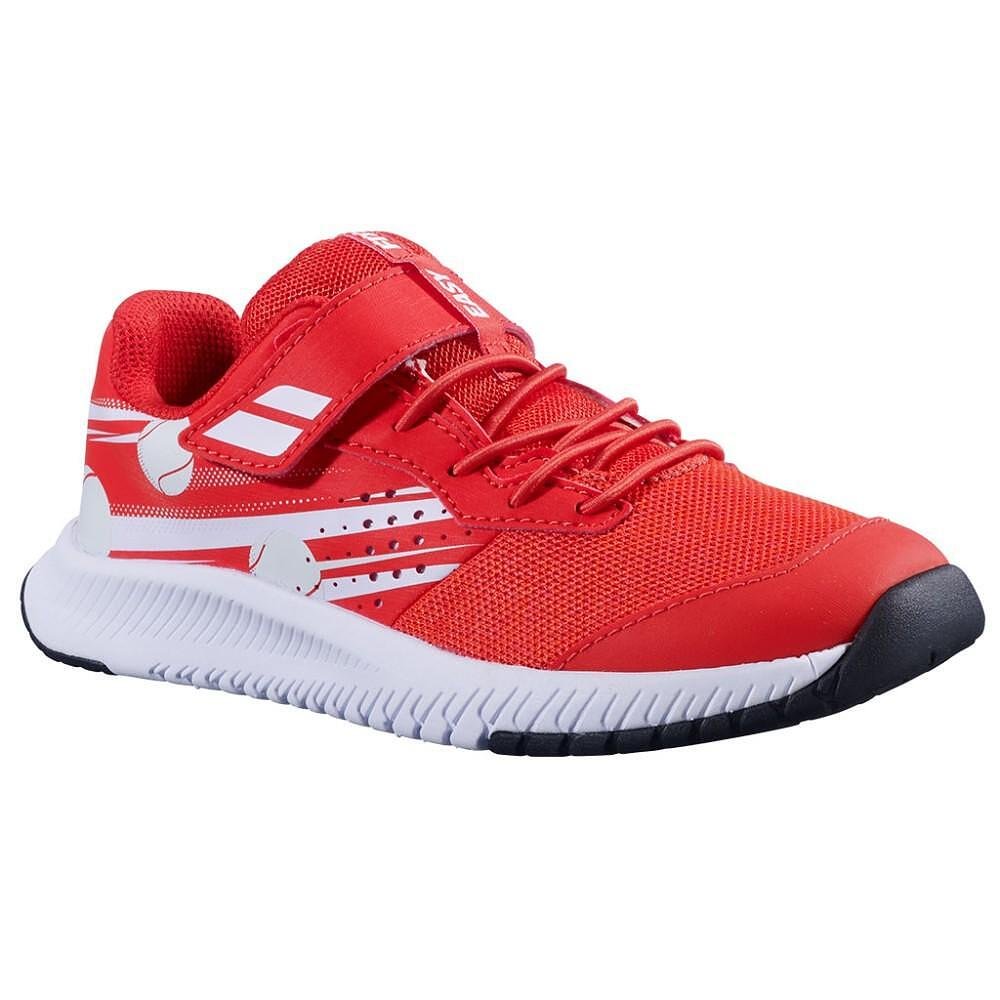 Kids' Babolat PULSION KID AC CHERRY TOMATO / WHITE - lightweight and comfortable tennis shoes for children