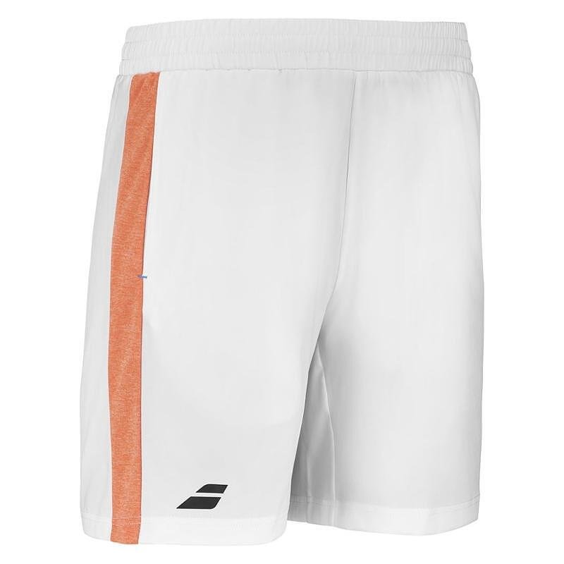 Pantaloni scurți pentru copii Babolat PLAY SHORT - alb pentru tenis și antrenamente dinamice, cu confort și libertate de mișcare