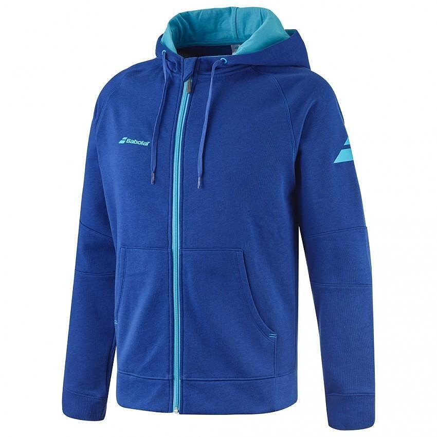 Kids' Babolat EXRCISE HOOD JACKET 2024 - sodalite blue, hooded sports jacket for training and warmth