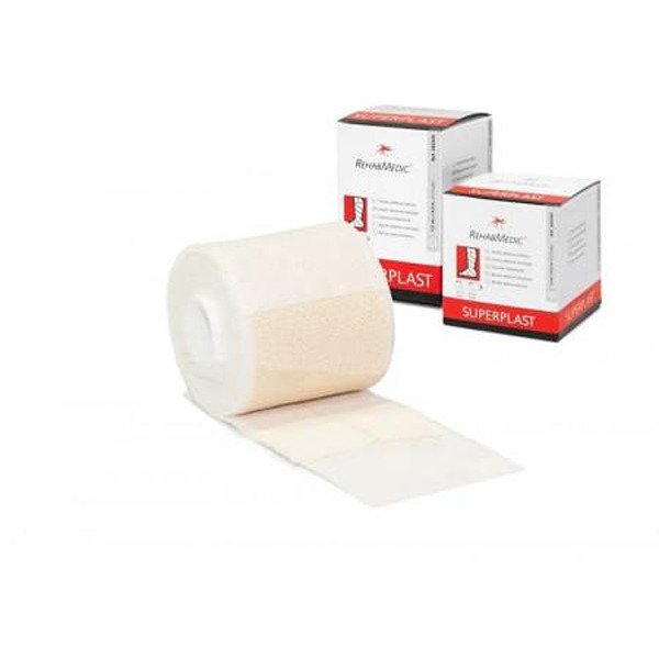 Bandaj elastic RehabMedic Superlast 7,5 cm x 2,7 m, adeziv, 100% bumbac, pentru compresie stabilă și protecție sportivă