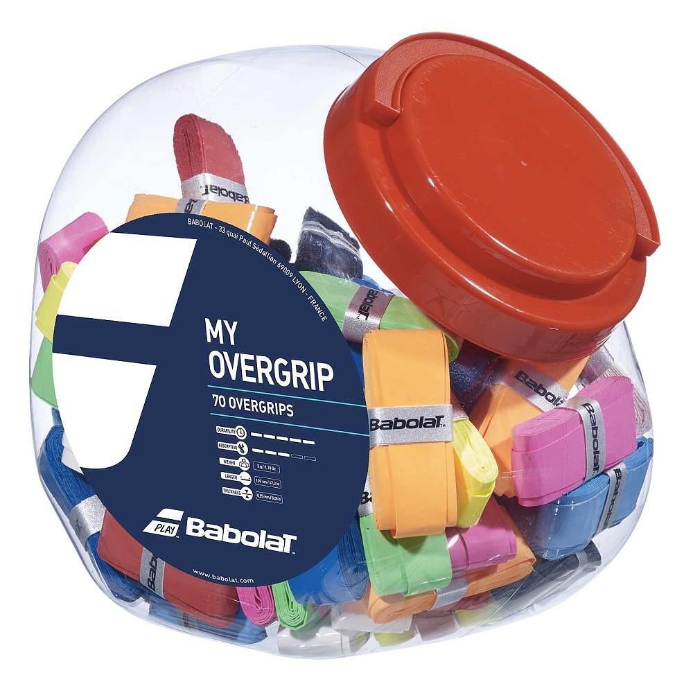 Grip din cutie Babolat cu benzi overgrip colorate pentru tenis și padel, alegere practică pentru rachete de tenis și rachete de padel