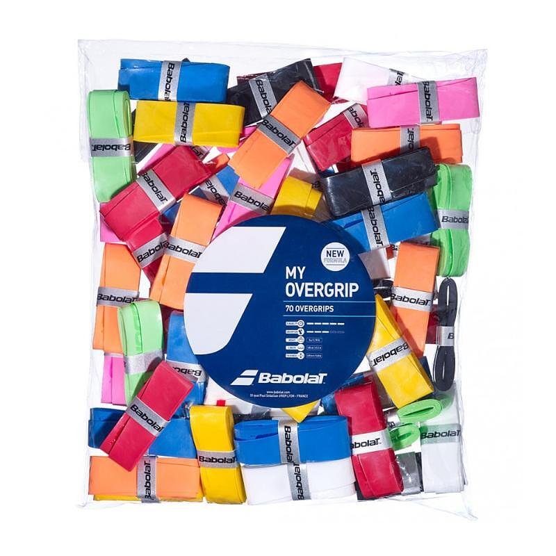 Gripuri Babolat MY GRIP x70 - assorty, overgripuri colorate pentru rachete de tenis și padel, pachet de 70 bucăți