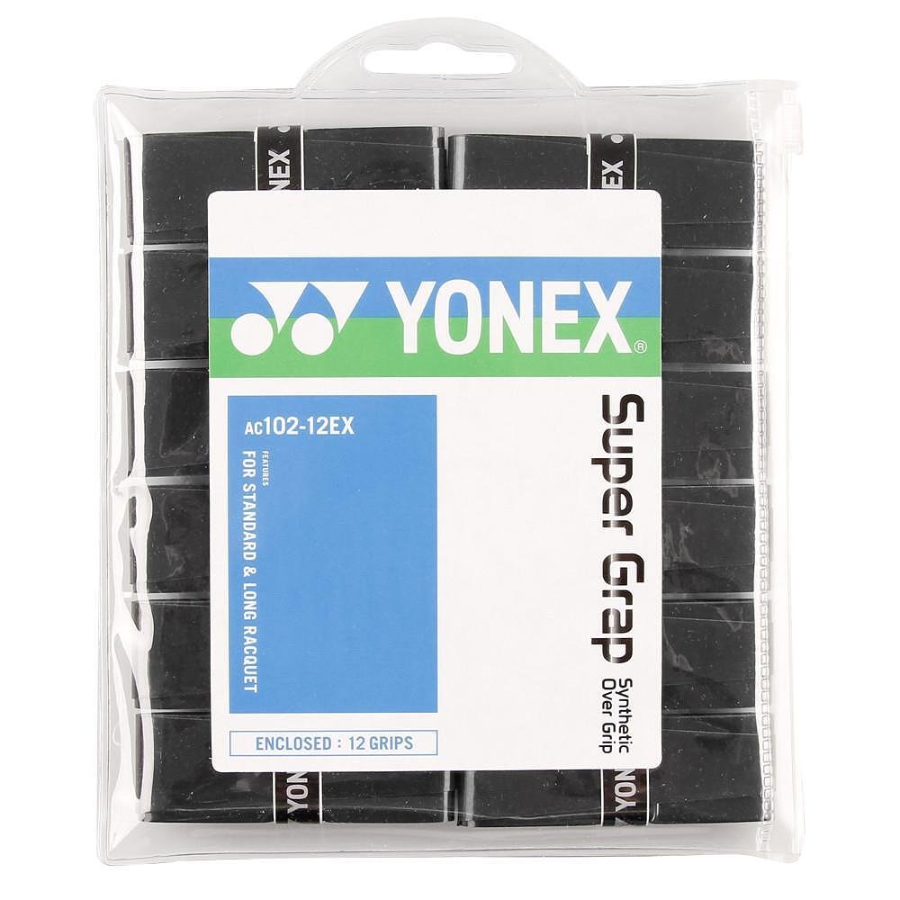 Грипове Yonex Super Grap x12 - black - 12 черни тенис грипове за отличен контрол и абсорбция
