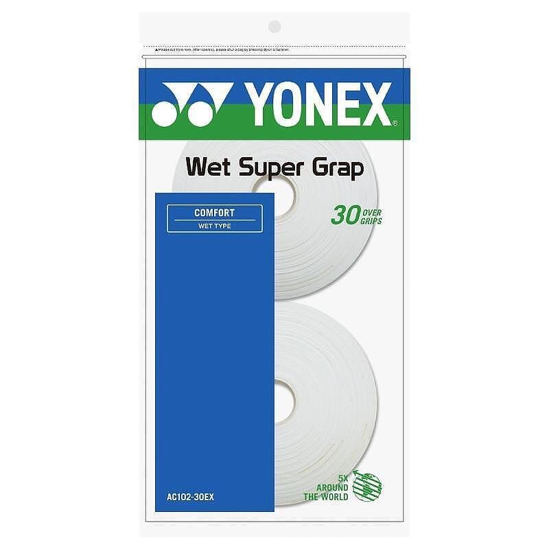 Грипове Yonex Wet Super Grap x30 - white бели тенис грипове YONEX за по-добър контрол и комфорт