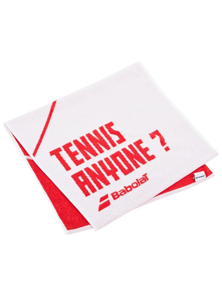 Хавлия Babolat MEDIUM TOWEL, бяла и червена, 50x90 см, 100% памук за корт и след душ