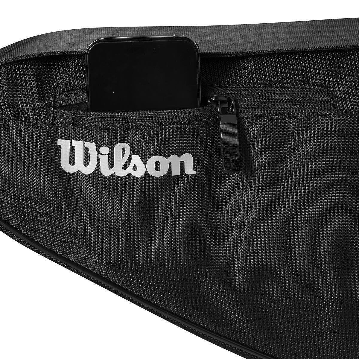 Husă pentru rachetă de tenis Wilson RF, cu buzunar pentru telefon și logo Wilson – geantă de tenis elegantă pentru rachete de tenis Wilson.