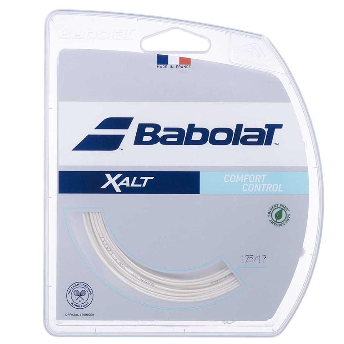 Cordaj Babolat XALT 12M - spirală albă pentru confort, control și absorbția vibrațiilor la antrenamentele de tenis.