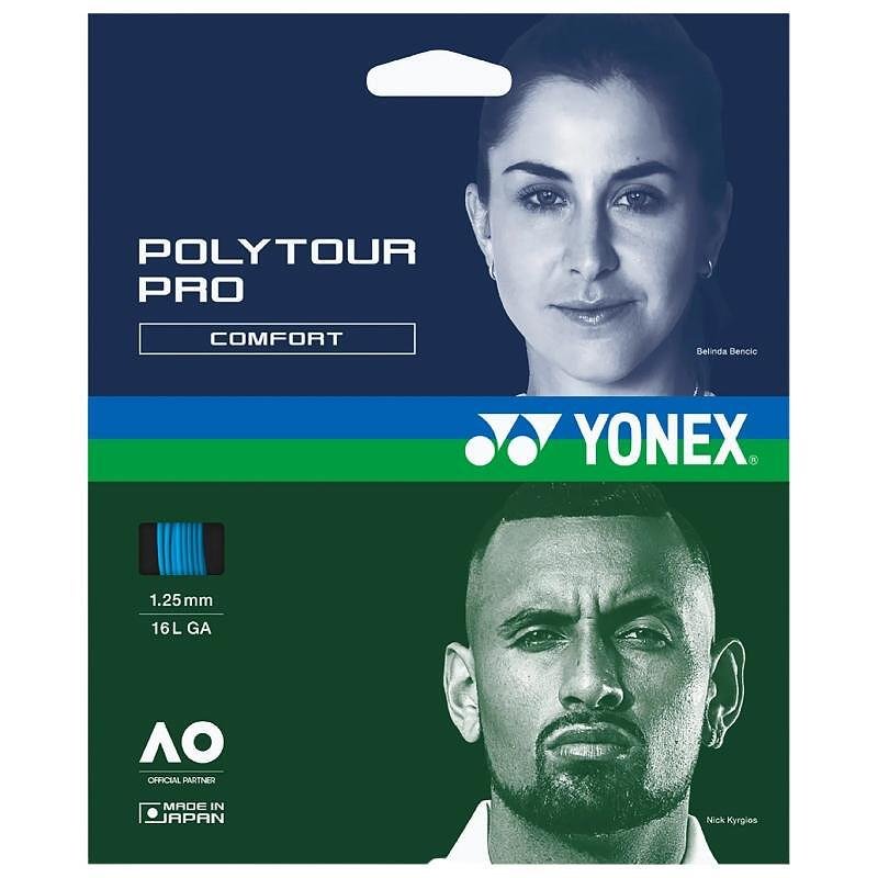 Cordaj Yonex POLYTOUR PRO 125 albastru – un cordaj din poliester moale pentru putere solidă, efect și confort