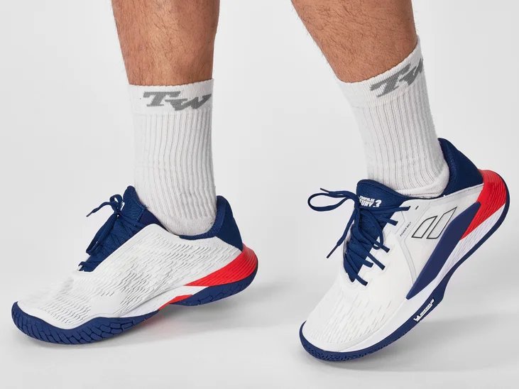 Мъжки маратонки Babolat PROPULSE FURY 3 AC WHITE BLUE – тенис обувки за стабилност, динамика и сигурност на корта