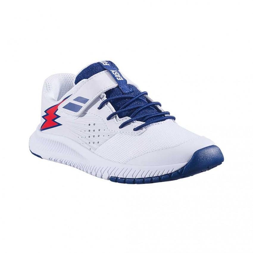 Children's Babolat PULSION AC BOY White, Estate Blue – lightweight tennis shoes for comfort and stability