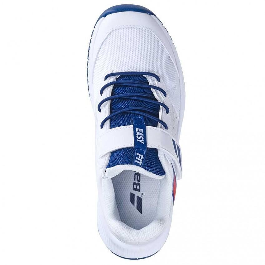 Children's Babolat PULSION AC BOY White, Estate Blue – lightweight tennis shoes for kids