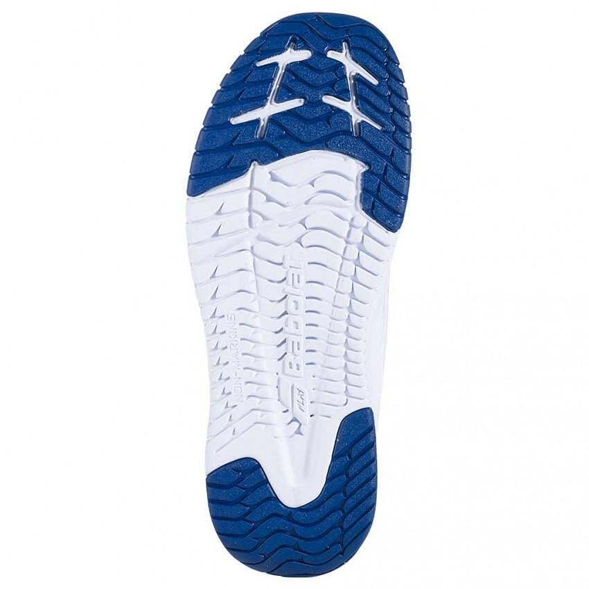 Children's Babolat PULSION AC BOY White, Estate Blue with a durable outsole for tennis and stability on court