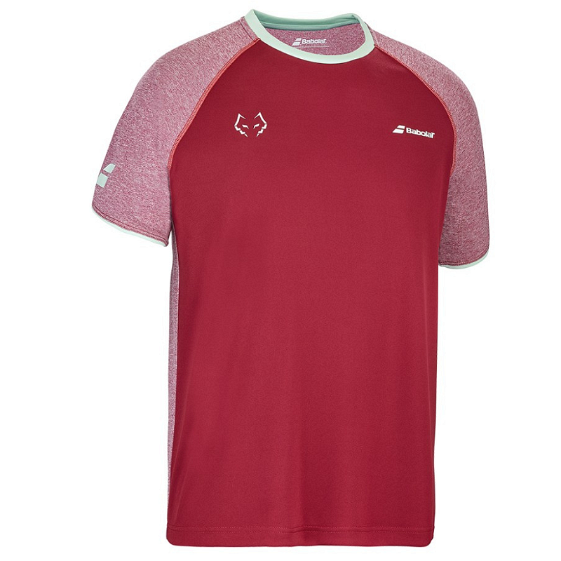 Men's Babolat CREW NECK TEE LEBRON - RED in red, a sporty tennis T-shirt for tennis and padel