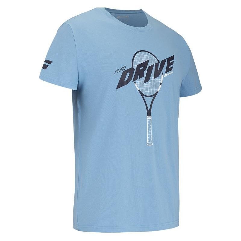 Men's Babolat DRIVE COTTON T-shirt - drive blue, a comfortable T-shirt for training and matches, with a sporty design