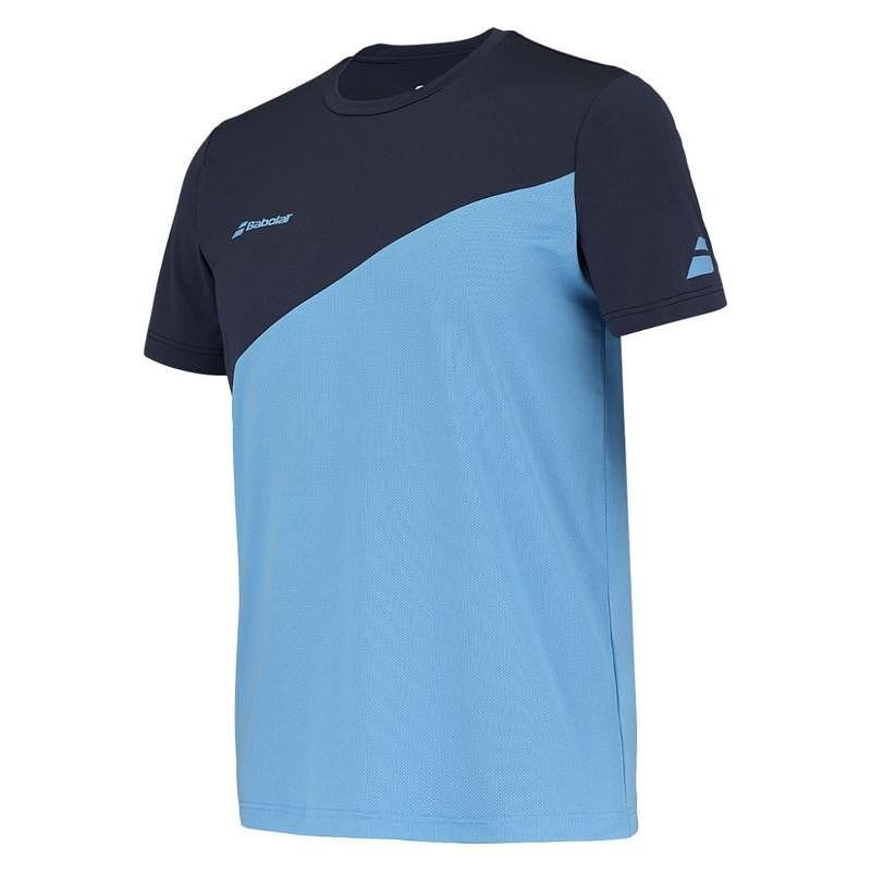 Мъжка тениска Babolat DRIVE CREW - drive blue, спортен модел за тенис и падел с комфорт и свобода на движение