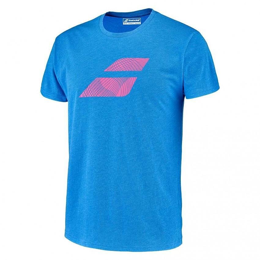 Мъжка тениска Babolat EXERCISE BIG FLAG - french blue, синя тениска за тренировки с Regular Fit и графичен принт