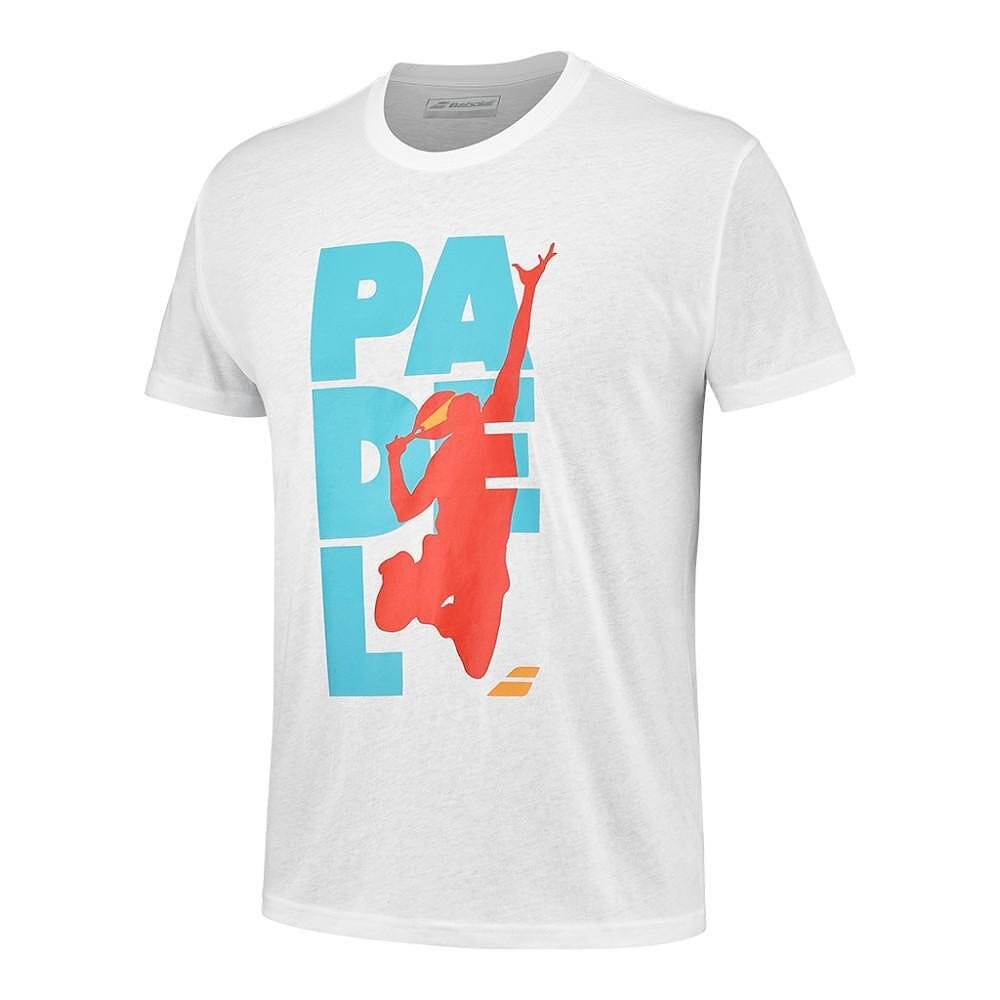 Men's Babolat PADEL COTTON - white T-shirt – comfortable cotton T-shirt for padel and everyday comfort.