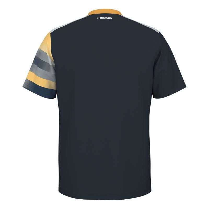 Мъжка тениска HEAD Topspin T-Shirt / 811564 - NVXV, черна с мрежест гръб и стилен дизайн за тенис екипировка