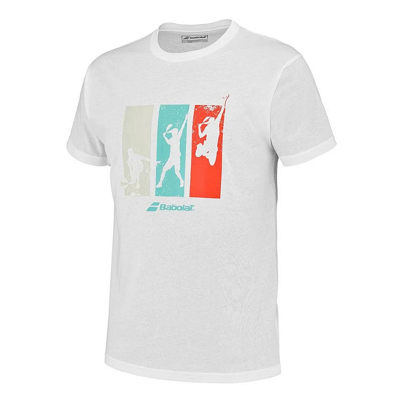 Men's Babolat Padel T-shirt, made from 60% cotton and 40% polyester, with a player print highlighting precision, control, and maneuverability.