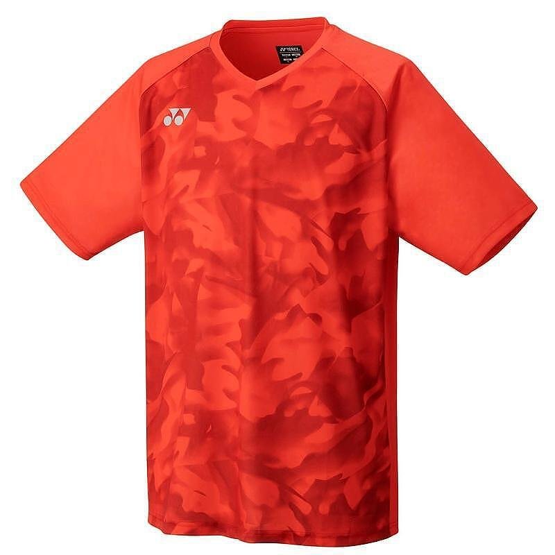 Men's Yonex 2025 CREW NECK SHIRT Pearl Red – lightweight, breathable, and UV-protective for tennis and padel