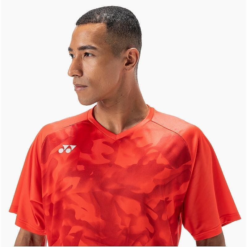 Men's Yonex 2025 CREW NECK SHIRT Pearl Red, stylish tennis apparel for comfort and play