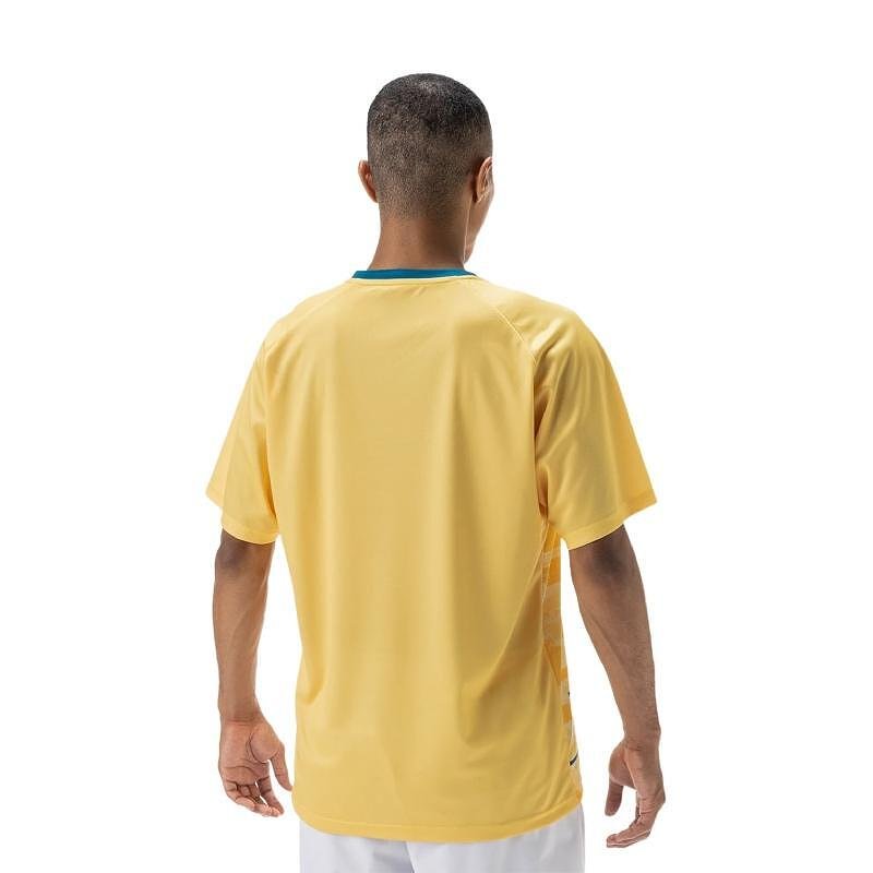 Мъжка тениска Yonex Club Team 2025 Soft Yellow, спортна жълта тениска за тенис и тренировки с UV защита